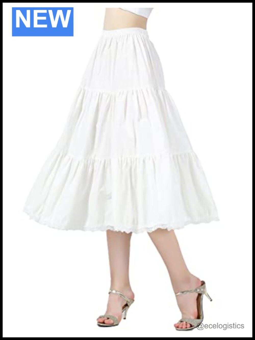 Women's 100% Cotton Tiered A-Line Retro Half Slip Skirt Petticoat